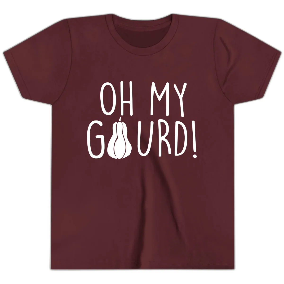 Oh My Gourd Thanksgiving Pun Design Youth T-Shirt in Maroon